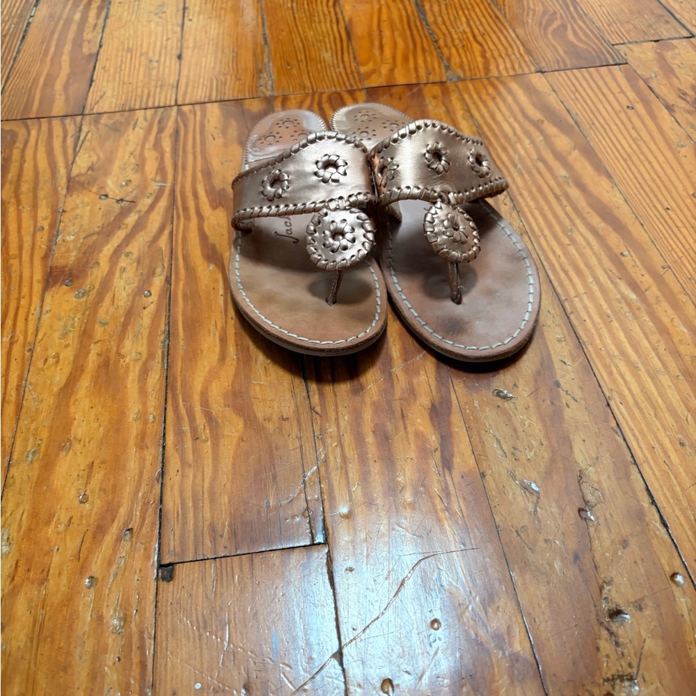 Jack Rogers Leather Thong Sandals in Copper